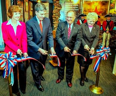 Cutting the ribbon to the National Cryptologic Museum's newest exhibit was (l-r) National Security Agency (NSA) Chief of Staff Elizabeth Brooks, Deputy Director and host of the event John C. Inglis, National Cryptologic Museum Foundation President Dr. Richard C. Schaeffer, and NSA Associate Director of Strategic Communications Judith Emmel.