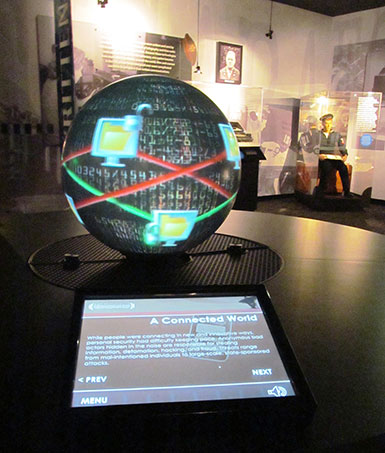 The new Magic Planet® device in the NCM's Gallery 3 provides an interactive presentation on the history of communications.